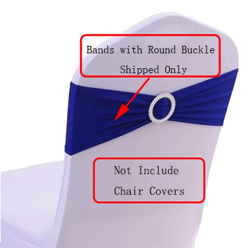 SheYang Spandex Chair Sashes Bows 50PCS Spandex Chair Sashes Bows Elastic Chair Bands with Buckle Slider Sashes Bows for Wedding Decorations Without White Covers(50PCS, Royal Blue) - Image 5